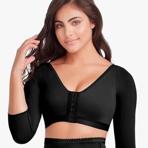 Black Women's Shapewear Top Bra Post Surgery Support Hook Closure, Size small